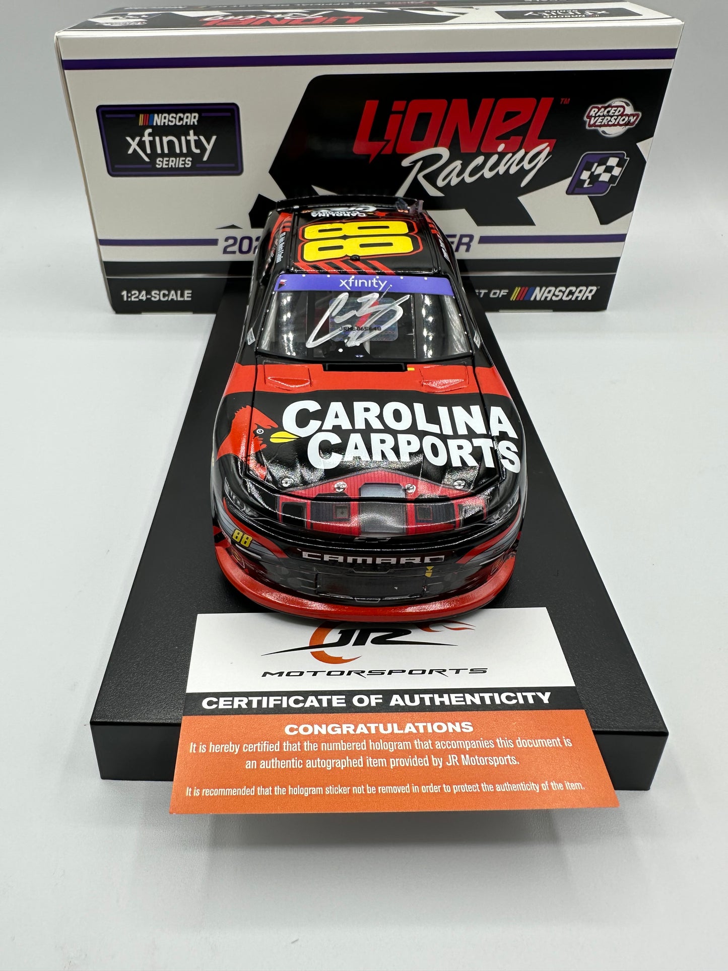 Connor Zilisch Autographed 2024 Carolina Carports Watkins Glen 1st Race Win 1:24 Nascar Xfinity Series Diecast