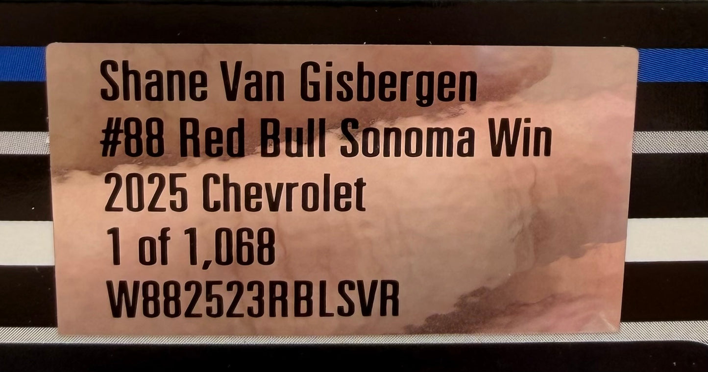 Shane Van Gisbergen 2025 Red Bull / Sonoma 7/13/25 Race Win 1:24 Nascar Cup Series Diecast