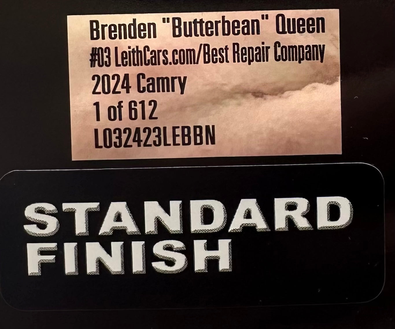 Brenden "Butterbean" Queen 2024 Best Repair / Leithcars.com 1:24 Late Model Stock Car Diecast