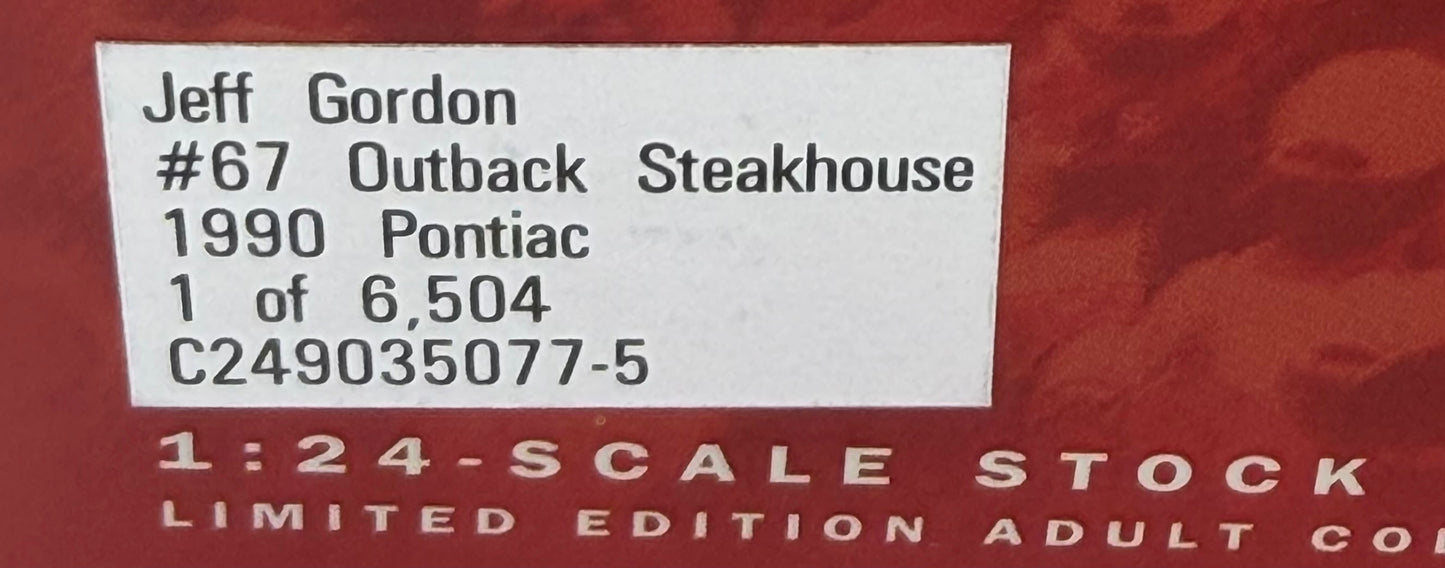 Jeff Gordon #67 Outback Steakhouse Nascar  Diecast 1:24 Scale Stock Car BANK