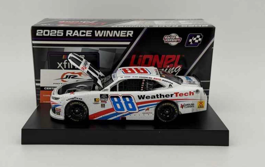 Connor Zilisch Dual Autograph 2025 Weathertech Indianapolis Race Win 1:24 Nascar Diecast - Xfinity Series JRM’s 100th Win
