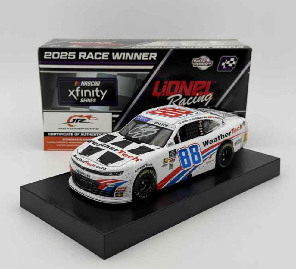 Connor Zilisch Dual Autograph 2025 Weathertech Indianapolis Race Win 1:24 Nascar Diecast - Xfinity Series JRM’s 100th Win