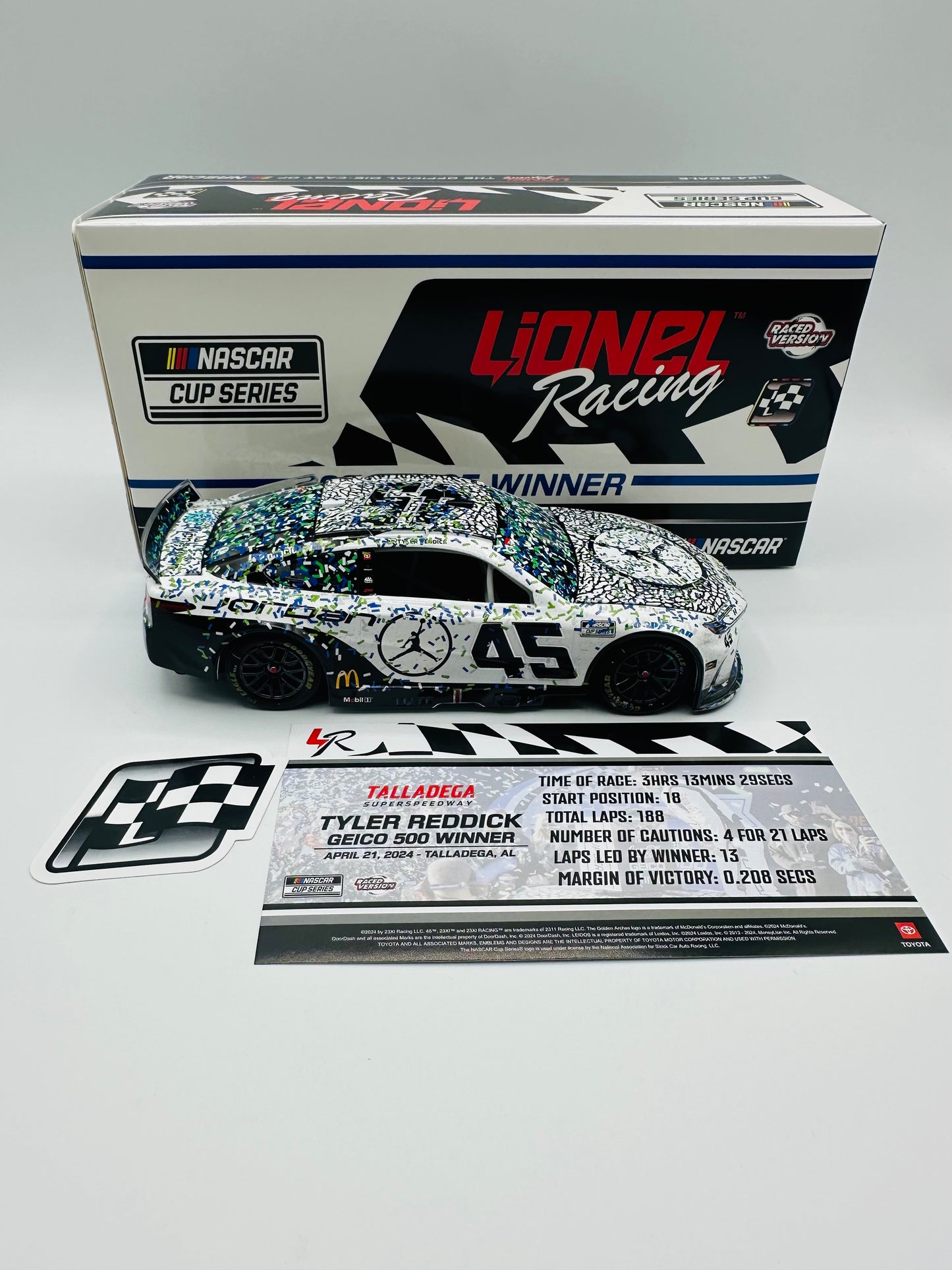 *Tyler Reddick 2024 Jordan Brand White Talladega Race Win 1:24 Nascar Cup Series Diecast