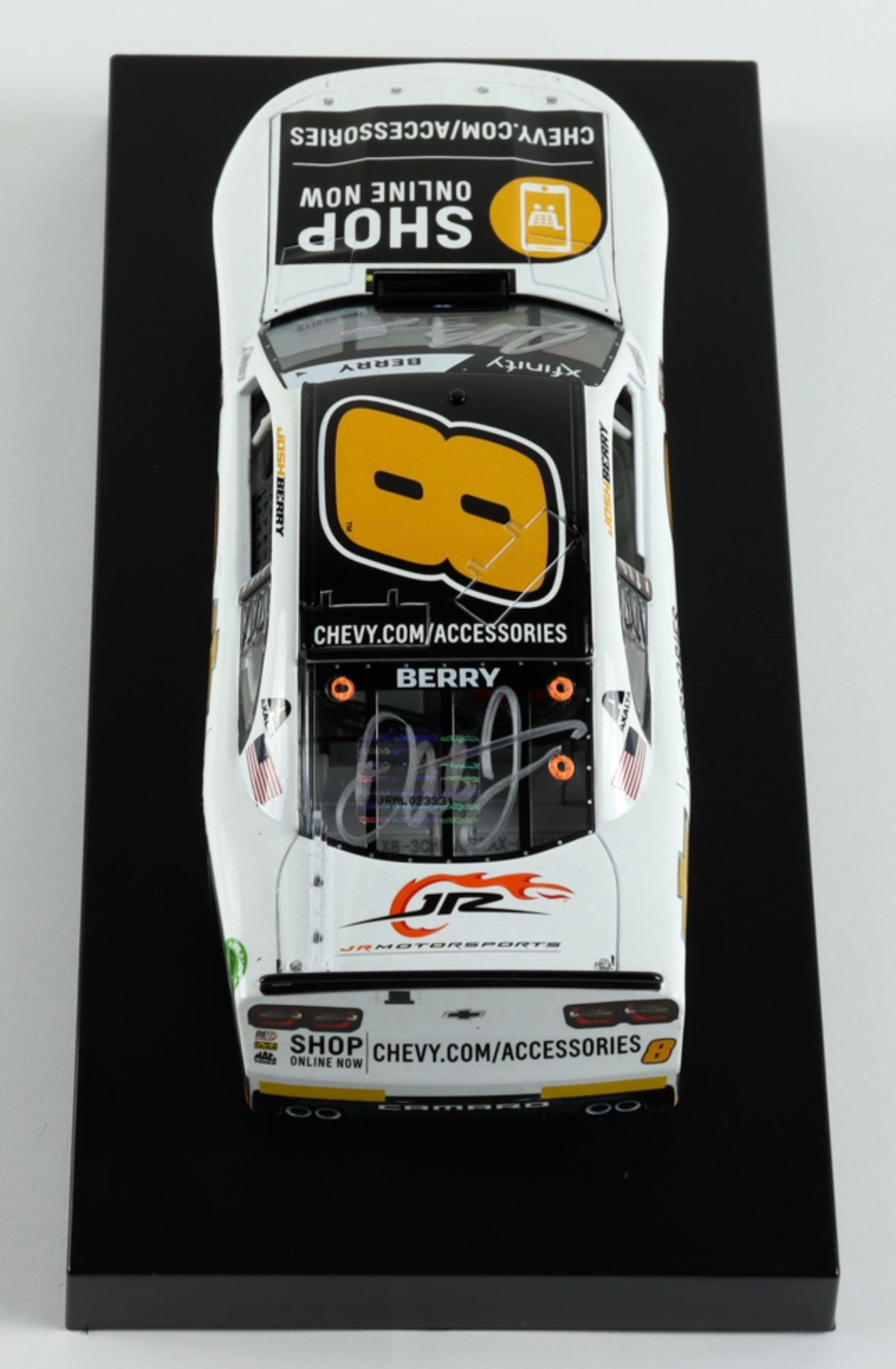 Josh Berry Dual Autographed w/ Dale Jr 2021 Chevy Accessories Xfinity Martinsville 1st Win 1:24