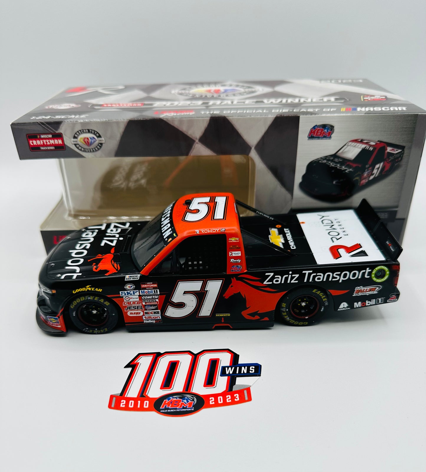 Kyle Busch 2023 Zariz Transport Pocono KBM 100th Race Win 1:24 Nascar Truck Series Diecast