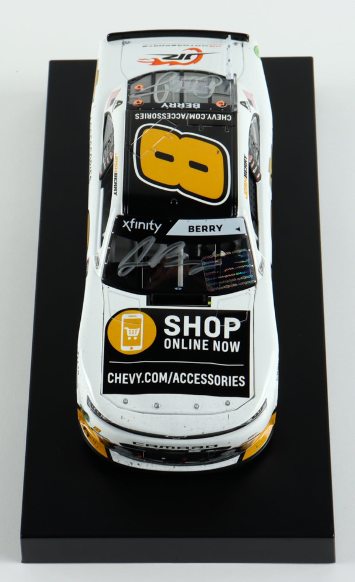 Josh Berry Dual Autographed w/ Dale Jr 2021 Chevy Accessories Xfinity Martinsville 1st Win 1:24