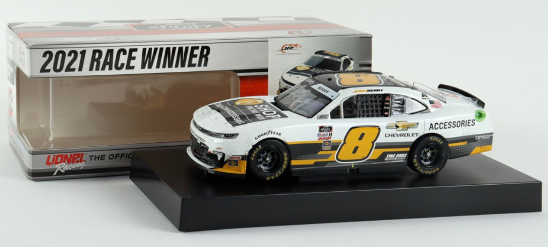 Josh Berry Dual Autographed w/ Dale Jr 2021 Chevy Accessories Xfinity Martinsville 1st Win 1:24