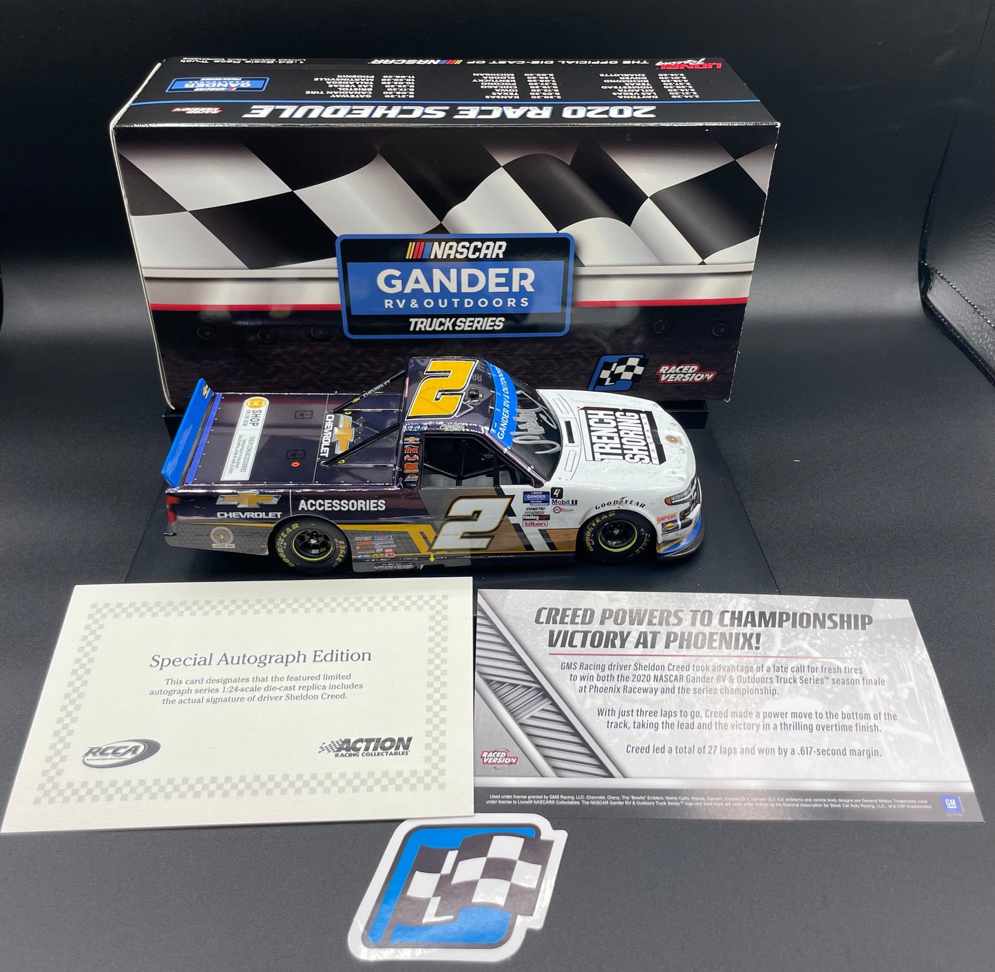 Sheldon Creed Autographed 2020 Chevy Accessories Phoenix Playoff Race Win 1:24 Color Chrome Nascar Truck Series